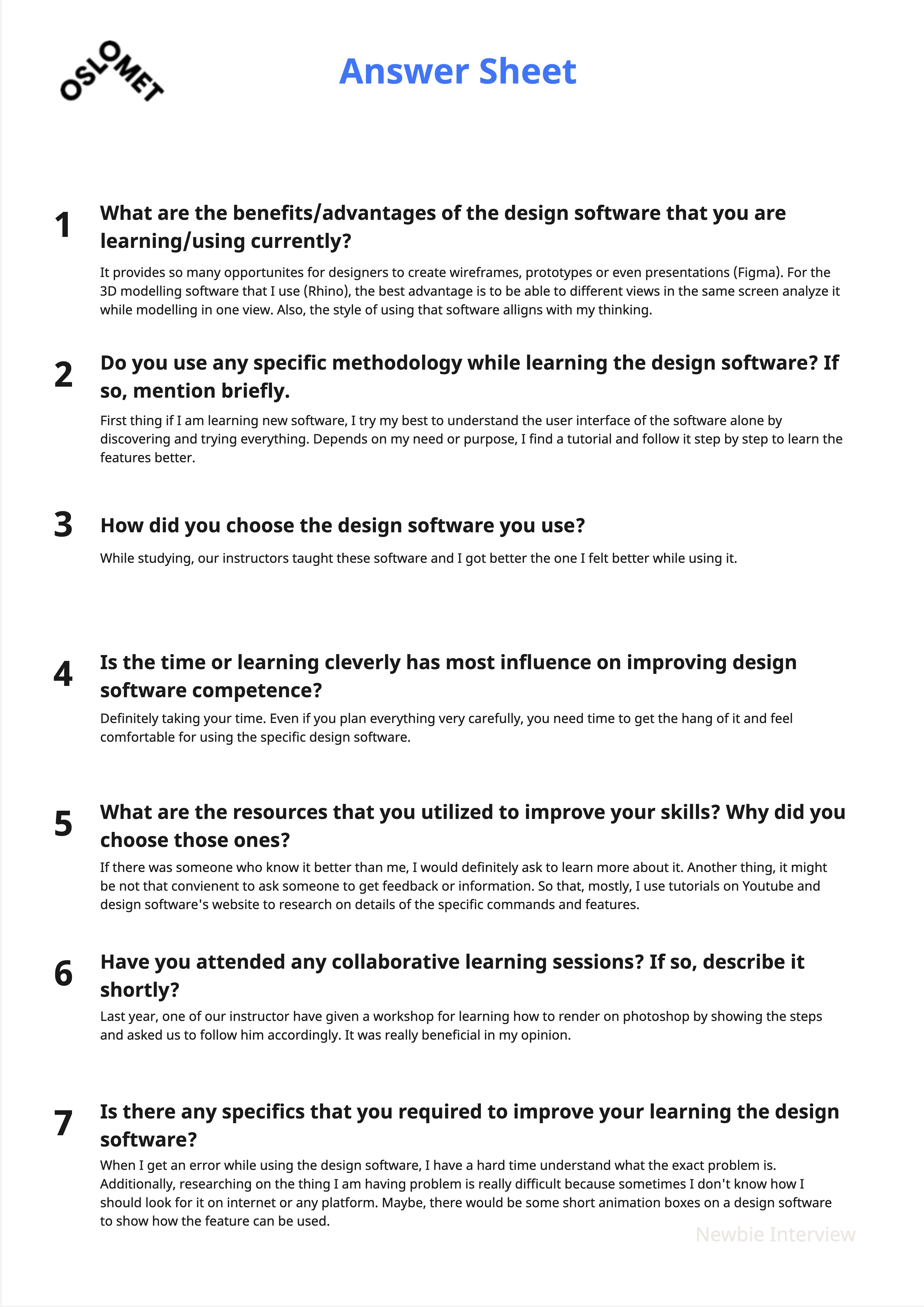 Interview Sheet 3