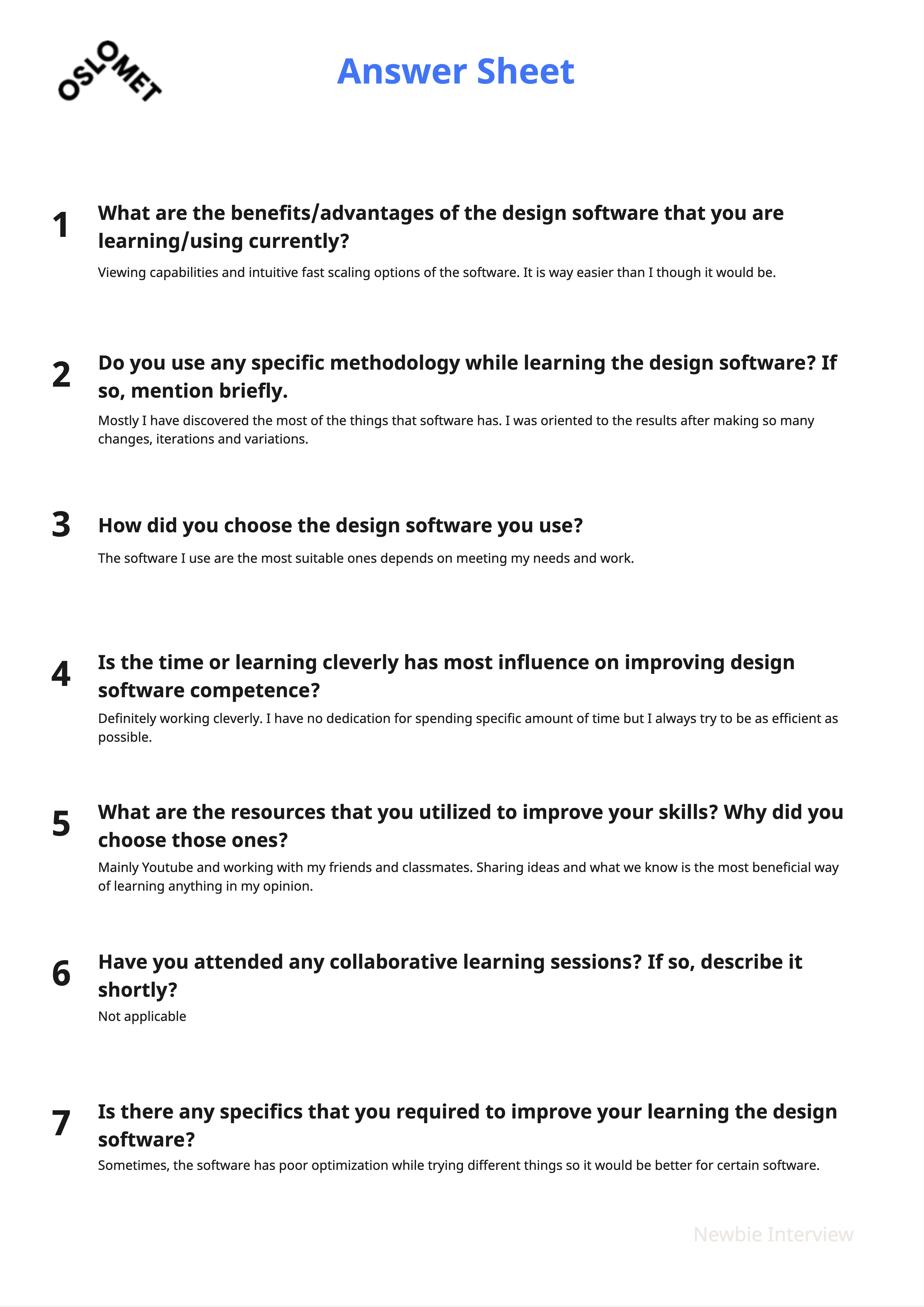 Interview Sheet 5