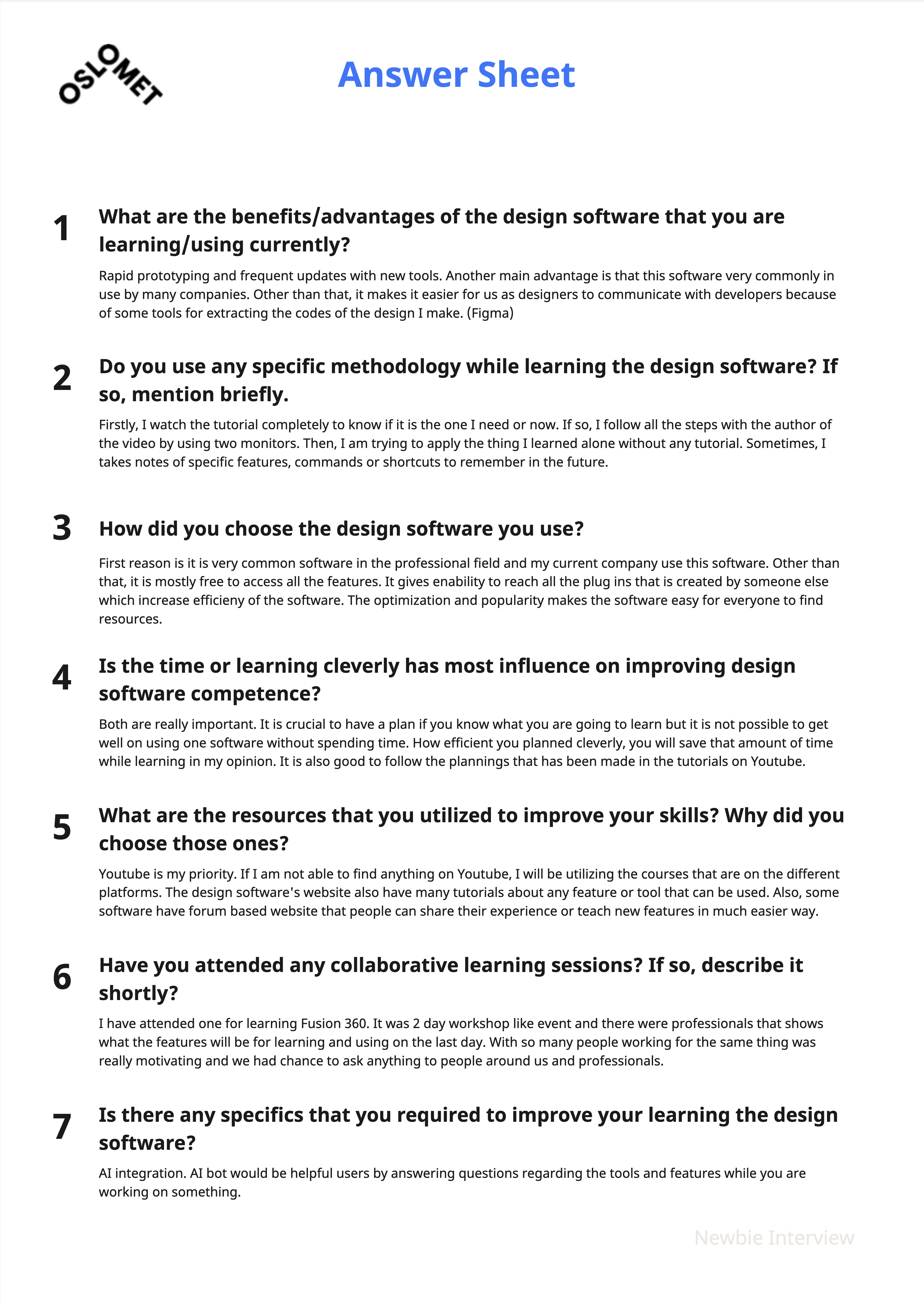 Interview Sheet 6