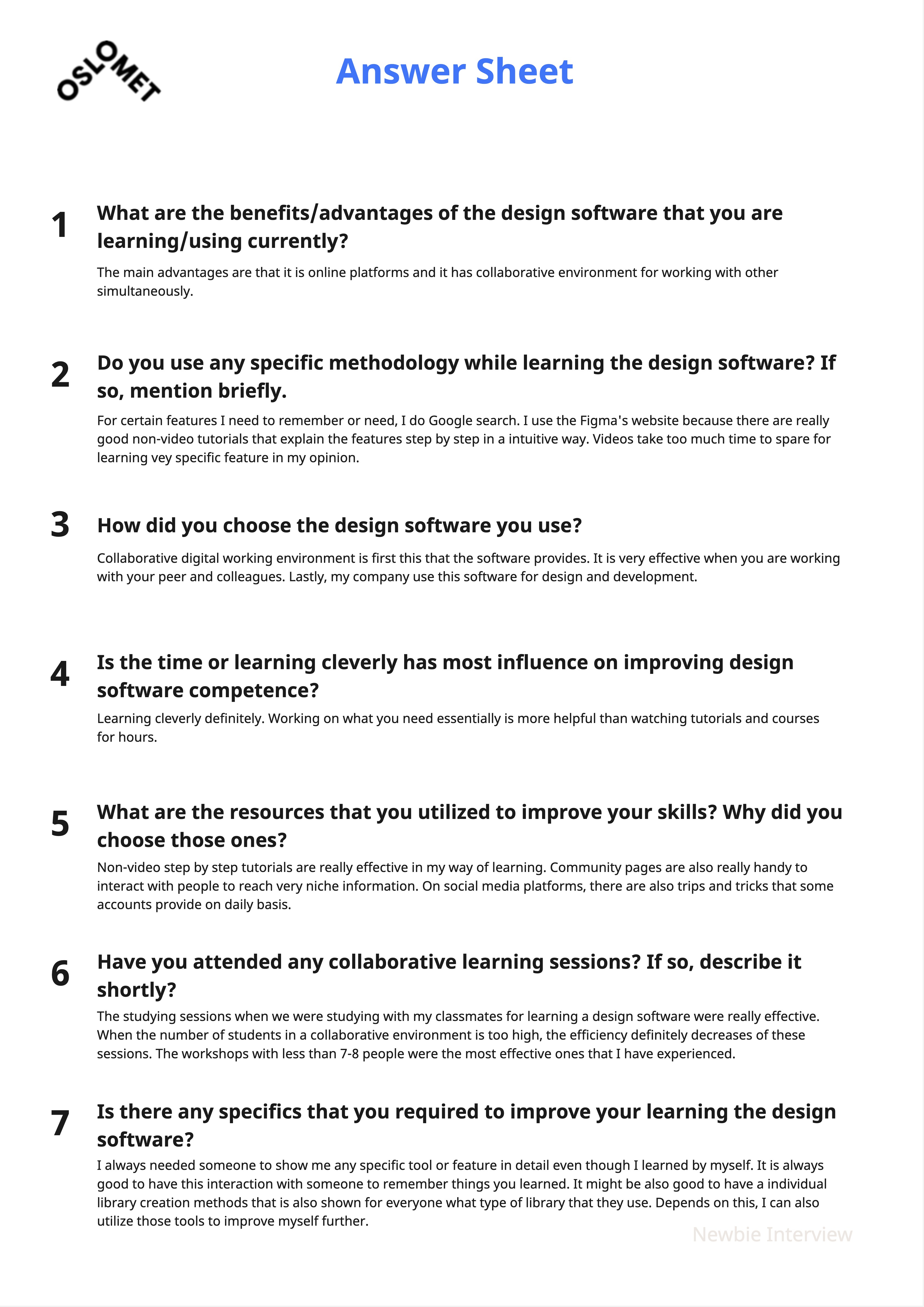 Interview Sheet 7