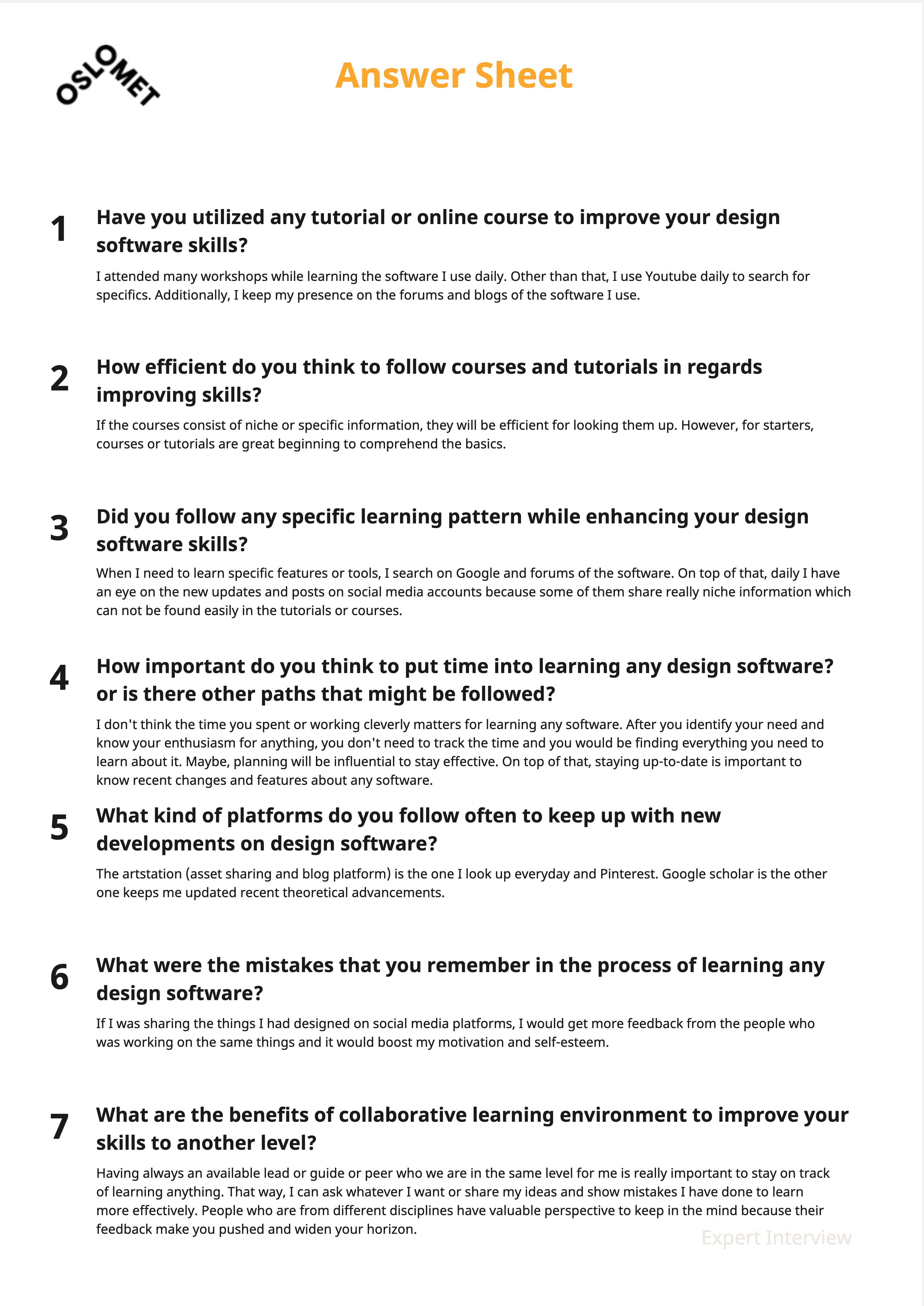 Interview Sheet 8